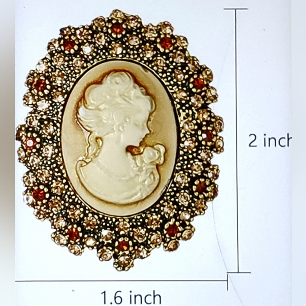 🔴 NWT! Antique Style Cameo Brooch - Picture 3 of 3